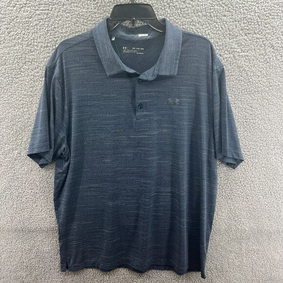 UNDER ARMOUR Heat Gear Loose Blue Golf POLO SHIRT SIZE XXL 2XL - Picture 1 of 10